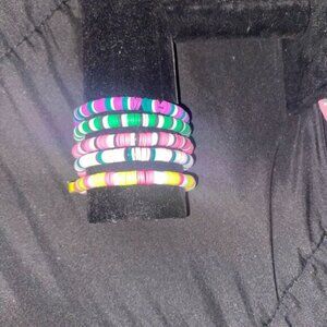 NWOT Handmade Fruit Heishi Polymer Clay Beads Stretchy Bracelet Anklet Choker